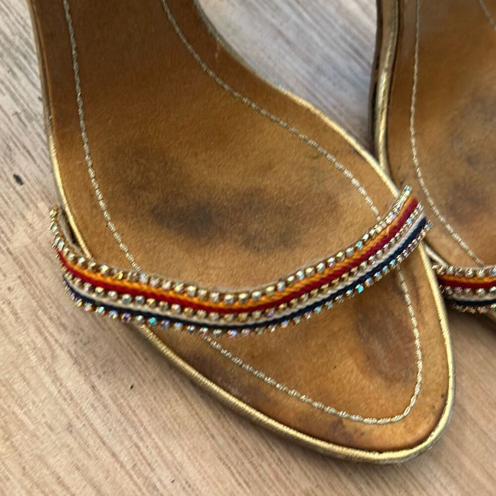 Rene Caovilla gorgeous gold and rhinestone heels size 39 - Picture 7 of 9